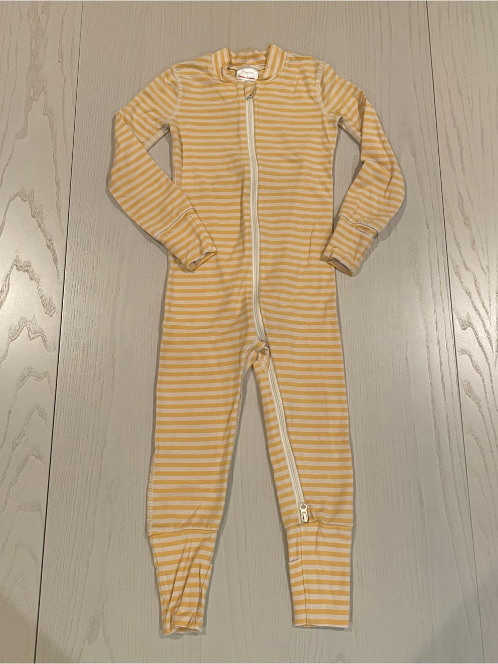 Hanna Andersson Layette Tencel Stripe Sleeper Soft Yellow Ecru 2T 85